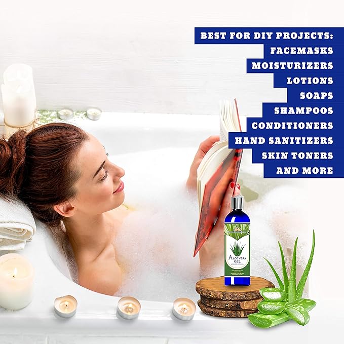 ANCIENT HEALTH REMEDIES Organic Unrefined Cold Pressed PURE ALOE GEL, Bulk Wholesale Beauty, Skin Care, Moisturizing DIY GEL For DYI Skin Products (INDIA) (16 oz)