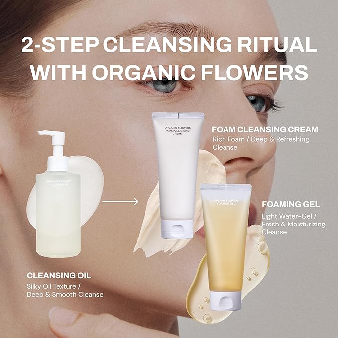 Whamisa Organic Flowers Foaming Cleansing Gel, Foaming Face Wash, Fermented Ingredient Formula for Gentle Wash, Pore Care, Hydrating, Korean Skin Care (150ml)