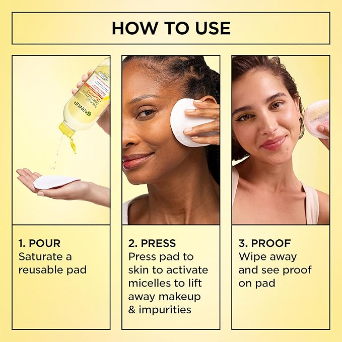 Garnier Micellar Water with Vitamin C, Facial Cleanser & Makeup Remover, Brightening & Hydrating, For All Skin Types, Vegan, Cruelty Free, 13.5 Fl Oz (400mL), 1 Count