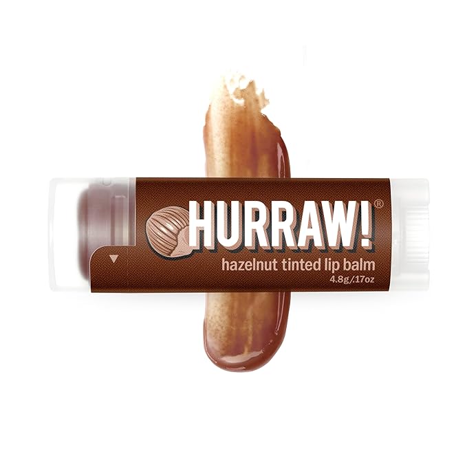Hurraw! Hazelnut Tinted Lip Balm: (Sheer Brown Tint) Organic, Certified Vegan, Cruelty and Gluten Free. Non-GMO, 100% Natural Ingredients. Bee, Shea, Soy and Palm Free. Made in USA