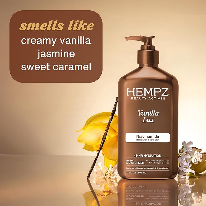 Hempz Vanilla Lux Herbal Body Moisturizer 17 oz. NEW LOOK