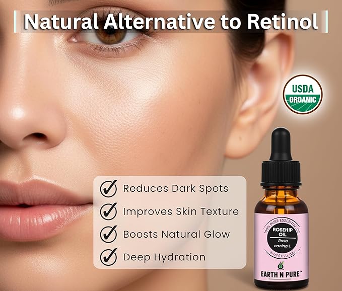 Earth N Pure Rosehip Oil Cold Pressed, Natural and Therapeutic Grade for Face with Glass Dropper 15 ml