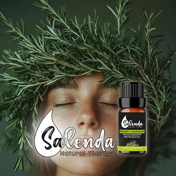 Rosemary Oil for Hair Growth by Salenda - 100% Pure Essential Oils, for Diffuser, Hair & Skin Care, Humidifiers - 0.34 Fl Oz (10 ml)