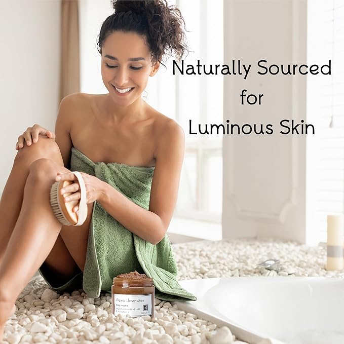 Organic Honey Shea Body Scrub Made in USA with Essential Oil and Vitamin C by Nabila K - Exfoliate and Moisturize for Smooth Skin - Luxury for Women & Men, 10 oz
