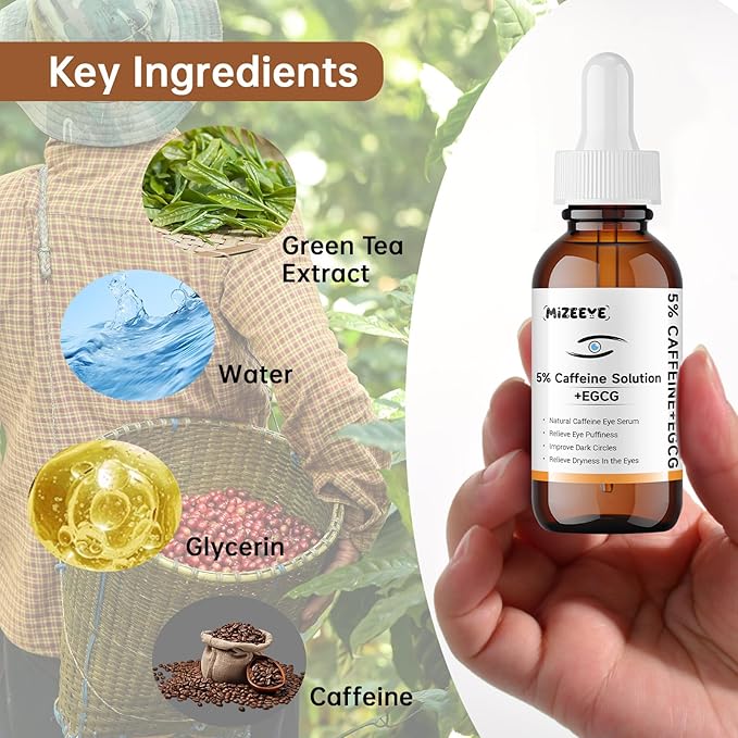 Caffeine Solution 5% + EGCG For Face, 30ML Moisturizing Caffeine Eye Serum For Dark Circles & Puffiness, Under Eye Solution For Fine Lines.