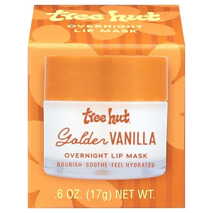 Tree Hut Golden Vanilla Overnight Lip Mask, Hydrating & Moisturizing Lip Treatment with Shea Butter, Vitamin E, Nourishing Lip Care for Soft, Smooth Lips, Overnight Lip Repair Balm, 0.6 oz