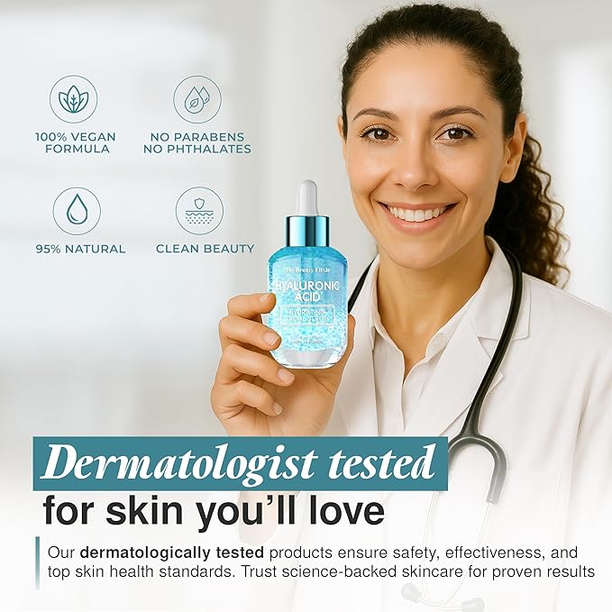 The Beauty Elixir Hyaluronic Acid Serum For Face - Ultra Hydrating, Restores, Smooths & Reduces Wrinkles - Dermatologist Tested, Natural Ingredients, Clean Beauty - Korean Skin Care - 1.69 Fl. Oz