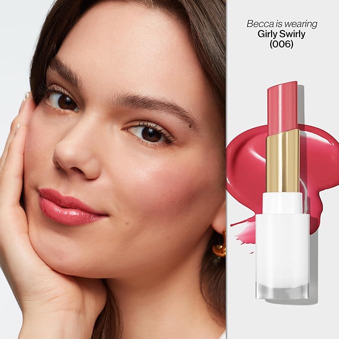 REVLON Super Lustrous Glass Shine Balm, Hydrating Tinted Lip Balm with Hyaluronic Acid, Aloe & Rose Quartz, 006 Girly Swirly, 0.11 oz
