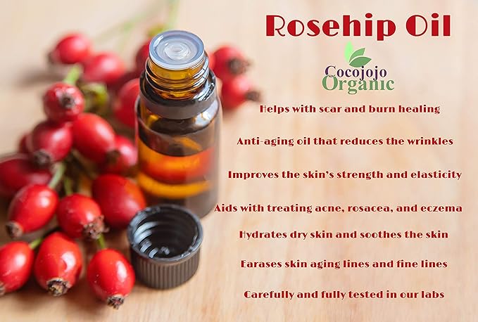 Dr Joe Lab Rosehip Oil for Face, Rosehip Oil, Pure Unrefined Cold Pressed All Natural for Hair Skin Face Body Nails - 32 Oz