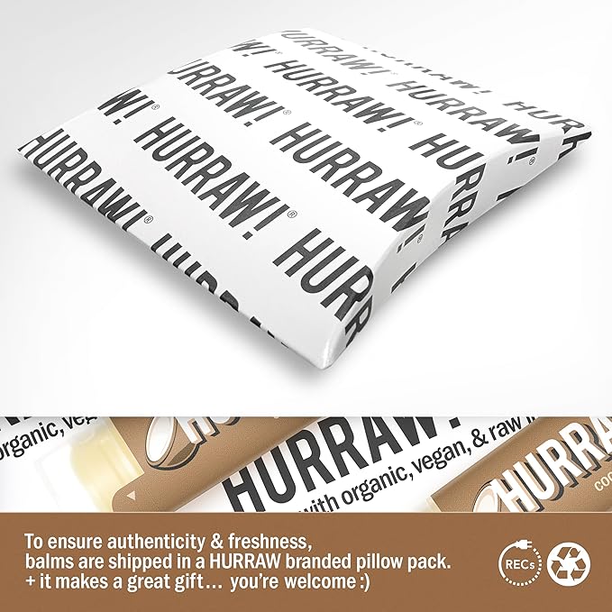 Hurraw! Coconut Lip Balm, 5 Pack: Organic, Certified Vegan, Cruelty and Gluten Free. Non-GMO, 100% Natural Ingredients. Bee, Shea, Soy and Palm Free. Made in USA