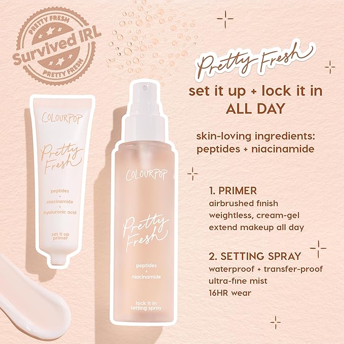 ColourPop Pretty Fresh Hydrating Setting Mist - Vegan Micro-Fine Makeup Finishing Spray with Hyaluronic Acid and Coconut Water for Dewy, Long-Lasting Wear - Lock It In (3.4 Fl Oz)