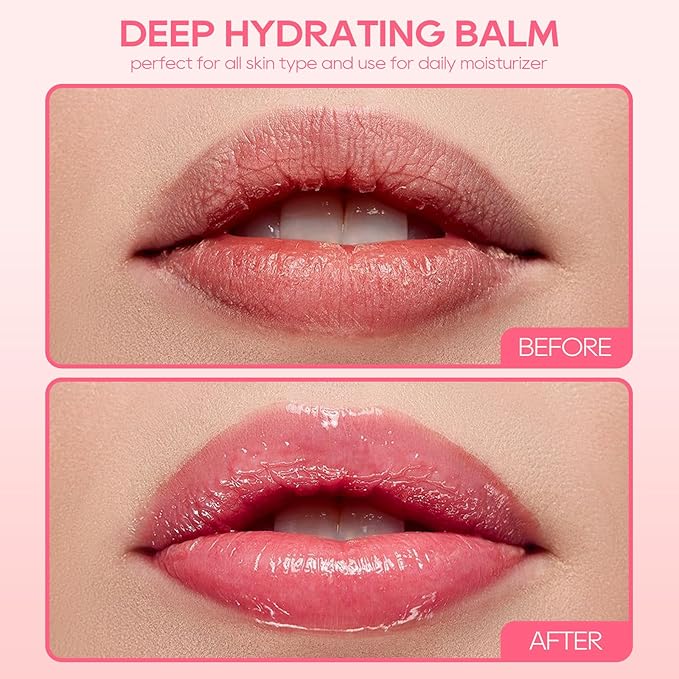 KYDA 3 Pcs Strawberry Lip Balm, Deep Hydrating Tinted Lip Balm, Reduce Fine Lines, Daily Lip Moisturizer for Dry Cracked Lips, with Real Strawberry Extract