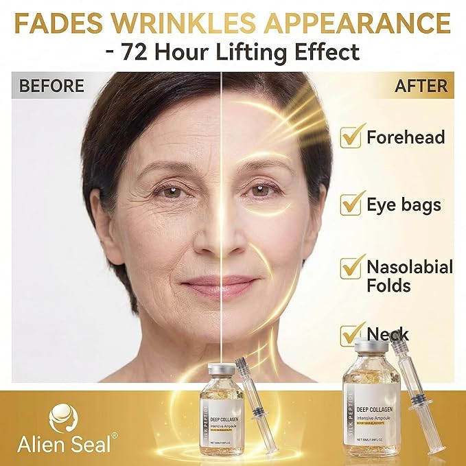 2PCS Silk Peptide Intensive Lifting Ampoule,Facial Serum with Deep Collagen & Silk Peptides