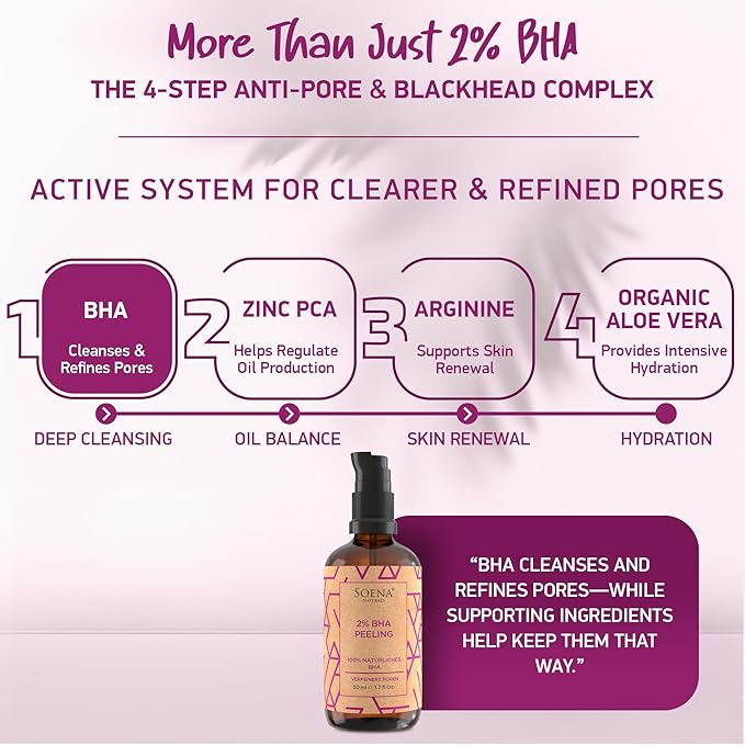 Organic BHA Peeling 2% • Natural Salicylic Acid Exfoliant • Pore Refining Complex • Facial Exfoliant for Smoother-Looking Skin • Refines Skin Appearance • Made in Germany