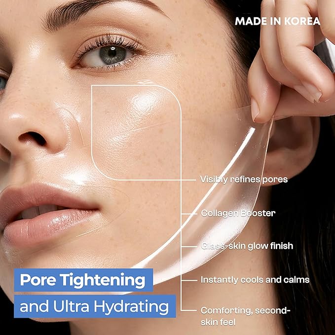 Melting Hydrogel Face Mask with Hyaluronic Acid – Deep Hydration & Pore Tightening, Glass Skin Look – Dermatologist Tested, Anti Aging Korean Skin Care, Vegan, Clean Beauty – Pack of 5