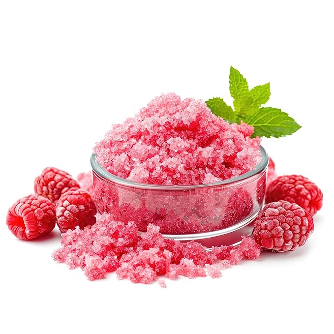Raspberry Sugar Scrub, Moisturizing and Exfoliating, Natural Ingredients of Coconut Oil, Sugar Intoxicating Scent (8oz, Raspberry)