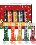 Moisturizing Lip Balm Gift Set,5 Pcs Hydrating Lip Oil Gloss for Dry Cracked Lips,Non-sticky Long Lasting Clear Jelly Yummy Tint Lipstain Fruit Flavoured Glow Lipcare Oil Christmas Women Makeup Gift