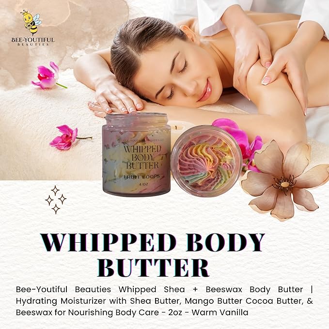 Whipped Shea + Beeswax Body Butter | Hydrating Moisturizer with Shea Butter, Mango Butter Cocoa Butter, & Beeswax for Nourishing Body Care - 8oz - Fruit Loops
