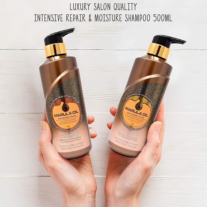 Marula Oil Shampoo and Conditioner Sets,Color Safe Ultra Moisture Sulfate Free Shampoo Conditioner Pack for All Hair Types, Moisturizing,Smoothing, Locks Moisture, Natural Repair, Pump Bottle
