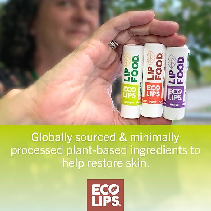 Eco Lips Lip Food - Nutrient Dense & Organic Lip Balm (Nourish, Plump and Protect) | Golden Jojoba, Cocoa Butter & Coconut Oil | Organic, Cruelty-Free Lip Care