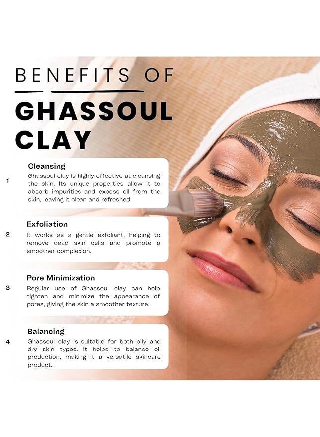 FERIHA Moroccan Rhassoul Clay Mud Mask with Argan Oil & Frankincense | 100% Natural Purifying Mineral Face Mask for Deep Cleansing, Pore Refining & Skin Rejuvenation