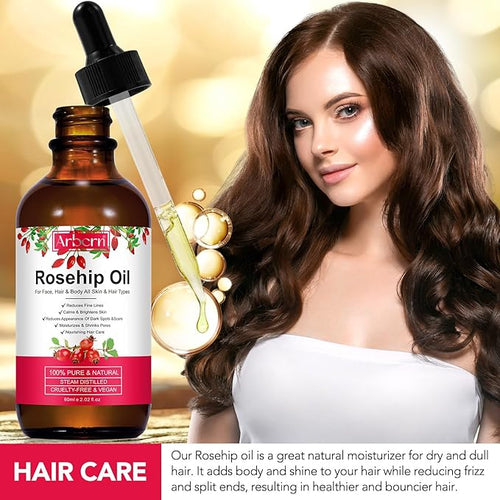 A r b c r n 2 Pack Rosehip Oil for Face,100% Pure Organic Rosehip Seed Oil Cold Pressed Moisturizer for Hair, Skin & Nails 4 fl.oz