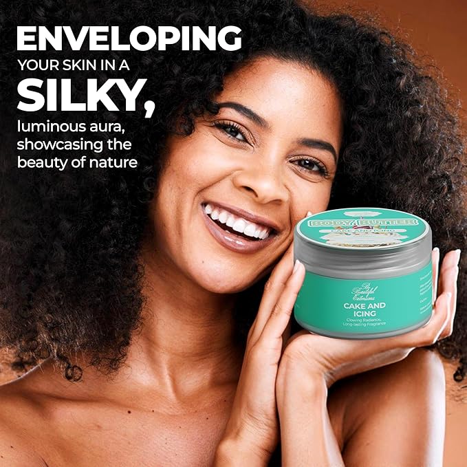 body butter cake and icing scent long -lasting fragrance,hydrate skin jojoba oil and more 8oz