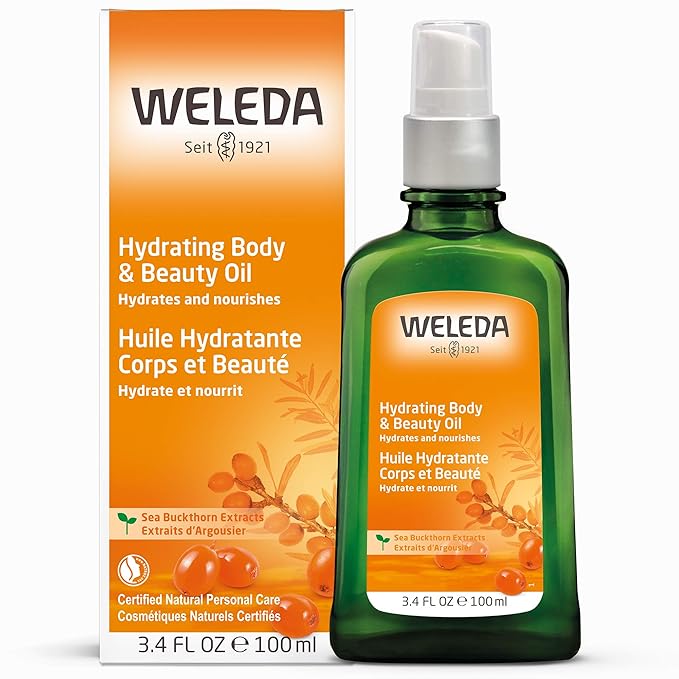 Weleda Hydrating Sea Buckthorn Body and Beauty Oil, 3.4 Fluid Ounce, Plant Rich Body and Beauty Oil with Sea Buckthorn and Sesame Oils