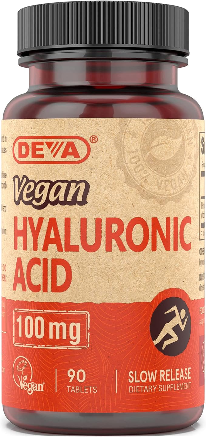 DEVA Nutrition Vegan Hyaluronic Acid 100 MG - Non-GMO and Hemolytic-Free - 90 Tablets, 1-Pack