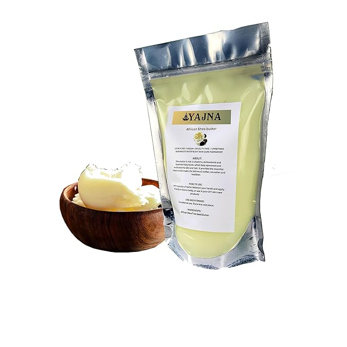 Yajna Organic Raw African Shea Butter 100% Pure,Natural & Unrefined| Skin Moisturizer For Face, Body & Hair| 8 OZ/230 GM Ivory/White Grade A | DIY Creams, Balms, Lotions, Soaps| Moisturizes Dry Skin