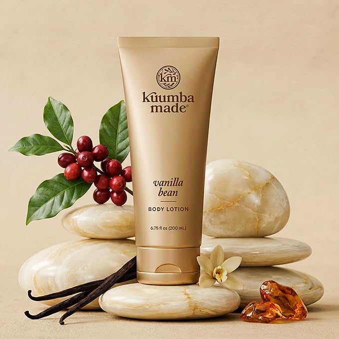 Kuumba Made Vanilla Bean Body Lotion, Hydrating Daily Moisturizer with Shea Butter & Botanical Oils, Vegan, 6.75 Oz