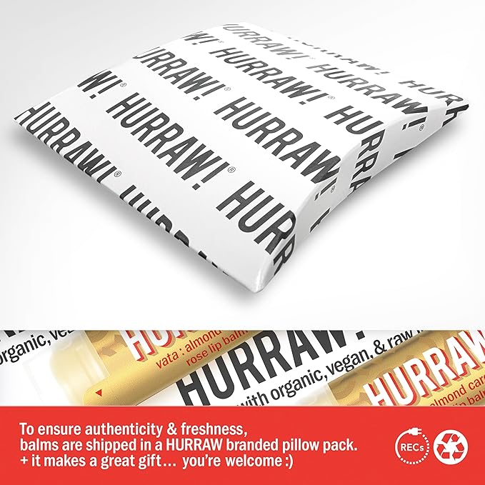 Hurraw! Almond, Cardamom, Rose (Vata) Lip Balm, 2 Pack: Organic, Certified Vegan, Cruelty and Gluten Free. Non-GMO, 100% Natural Ingredients. Bee, Shea, Soy and Palm Free. Made in USA