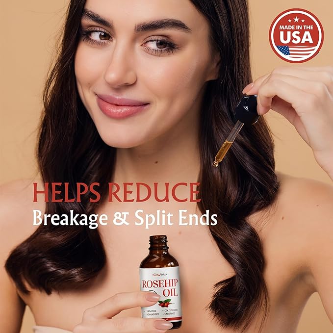 BodyJ4You Rosehip Oil for Face - 100% Pure Natural USDA Organic Cold Pressed - Hydrating Skin Hair Nails Anti-Aging Wrinkle Scar Treatment Gua Sha - Non-GMO Undiluted Carrier - Glass Bottle 4 Fl Oz