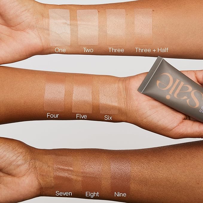 Saie Slip Tint Tinted Moisturizer with SPF 35 - Light Coverage, Glowy Skin Tint & Mineral Sunscreen for Face with Hydrating Hyaluronic Acid - Summer Makeup Essential - Shade Four + Half (1.35 oz)