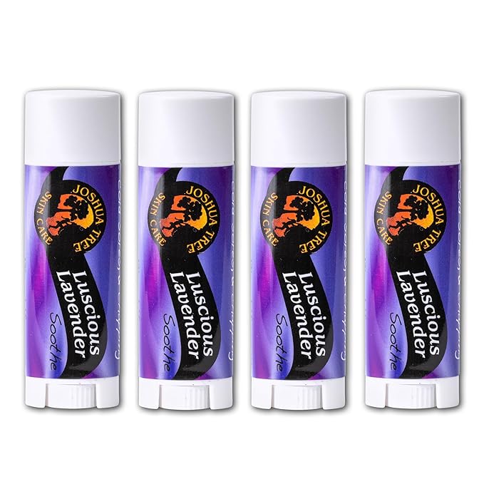 Joshua Tree Organic Lip Balm: 25 Flavor Varieties Made with Beeswax (4-pack, Luscious Lavender)