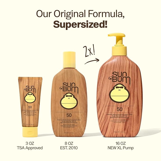 Sun Bum Original SPF 50 Sunscreen Body Lotion - Broad Spectrum Moisturizing Sunscreen with Vitamin E - Hawaii 104 Act Compliant (Made Without Octinoxate & Oxybenzone) - 16 oz,(Pack of 2)
