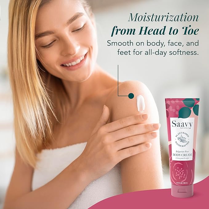 Saavy Naturals Deeply Hydrating Body Cream for Dry Skin – Nourishing Shea Butter, Plant-Based & Sustainably Sourced – Bulgarian Rose – 8.5 fl oz, 1 pack