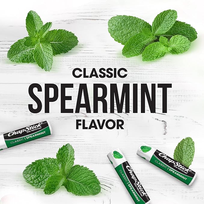 ChapStick Classic Spearmint Lip Balm Tubes, Moisturizing ChapStick for Lip Care, 0.15 Oz