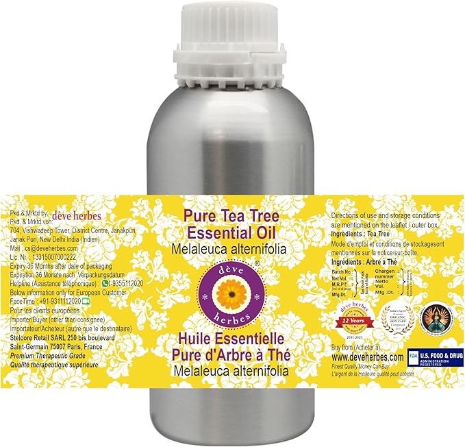 Deve Herbes Pure Tea Tree Essential Oil (Melaleuca alternifolia) Steam Distilled 1250ml (42 oz)