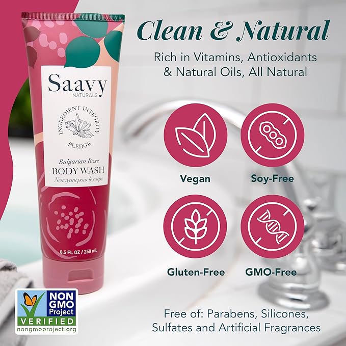Saavy Naturals Deeply Hydrating Body Cream for Dry Skin – Nourishing Shea Butter, Plant-Based & Sustainably Sourced – Bulgarian Rose – 8.5 fl oz, 2 pack