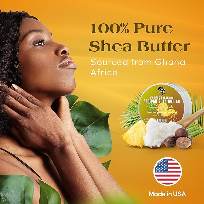RA COSMETICS Whipped Shea Butter Pineapple - 6oz | 100% Pure & Natural African Shea Butter for Men & Women - Ultimate Handcrafted Moisturizer with Essential Vitamins for Radiant Skin (Pack of 2)