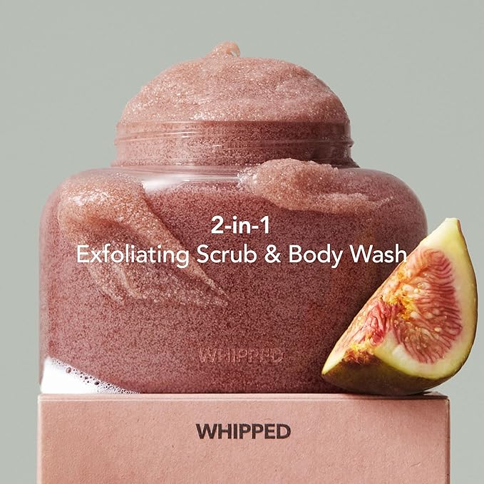 WHIPPED VEGAN SCRUB FIGBUTTER 210g (7.40 oz) – Made with Fig & Cacao Butter | Soft as Gelato Texture, Enriched with Ceramide, Shea Butter & Niacinamide | 10x Finer than Sugar Scrubs | for Face & Body