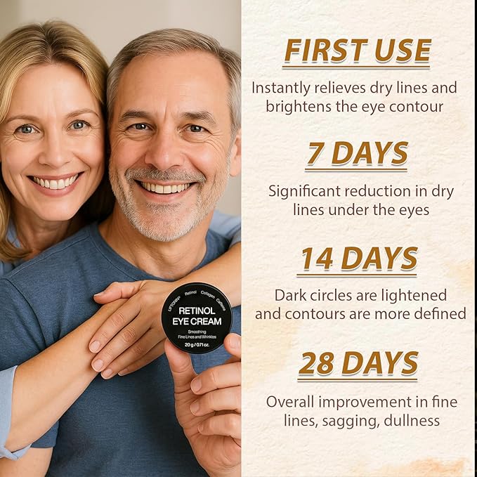 Eye Cream Retinol Under Eye Cream for Puffiness and Bags Under Eyes Dark Circles Firming Cream Tightening Lifting Sagging Skin with LIFTONIN Caffeine Collagen Peptides Vitamin E - 0.71 oz