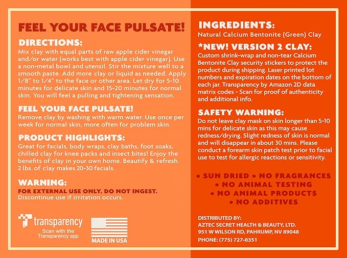 Aztec Secret– Indian Healing Clay 16 Oz – Deep Pore Cleansing Facial & Body Mask – The Original 100% Natural Calcium Bentonite Clay – New Version 2