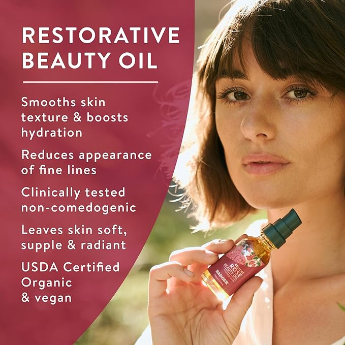 Badger Rose Face Cleansing Oil, Organic Facial Oil Cleanser & Makeup Remover, Oil Cleansing Method, Non-Greasy Moisturizing Skin Balancing Gentle Face Cleanser w/Pure Rose Oil, 2 fl oz Glass Bottle