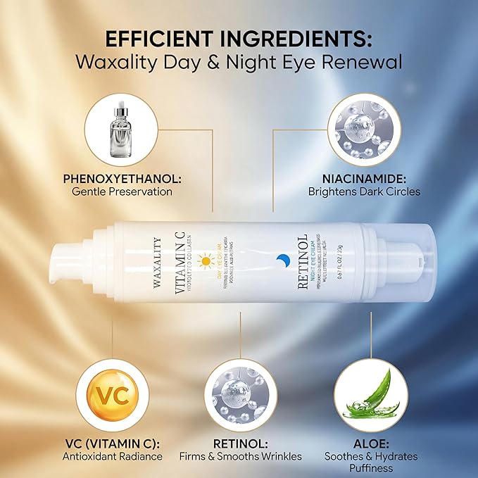 Retinol Under Eye Cream for Dark Circles, Remove Puffiness & Wrinkles, Day & Night Brightening Anti-Aging Eye Cream for Fine Lines, 0.67 Fl Oz
