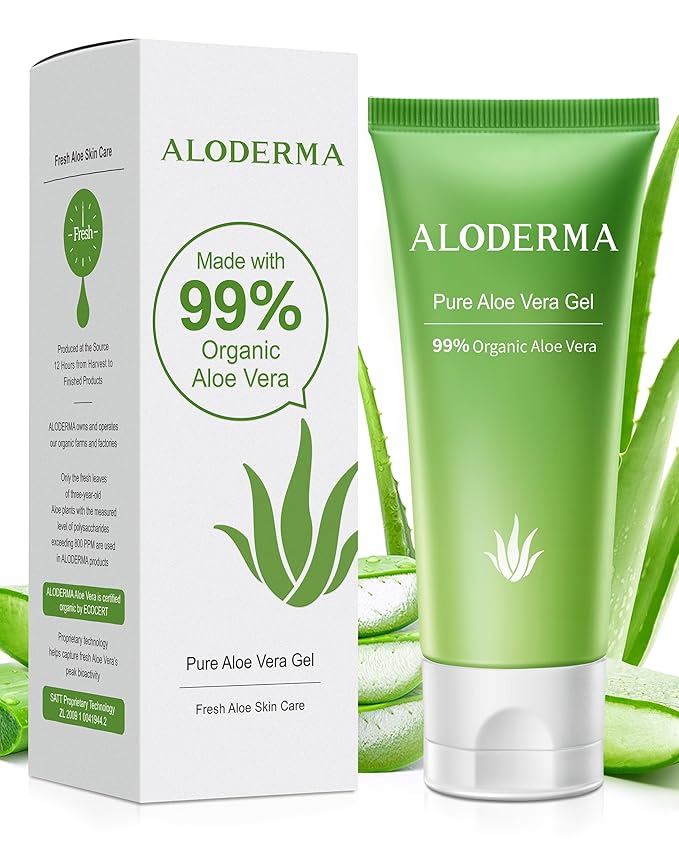 Aloderma Aloe Vera Gel Made within 12 Hours of Harvest with 99% Pure Organic Aloe Vera, Naturally Hydrating for Soothing Skincare, Moisturizing Aloe Gel for Skin, Face, Sensitive Skin - 4.02oz