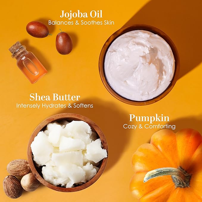 Pumpkin Body Butter with Organic Shea Butter | Pumpkin Spice Lotion for Women | Non Greasy Body Cream | Body Care Favorite with Pumpkin Spice Scent