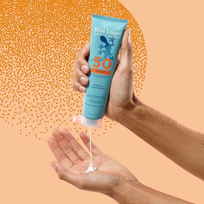 Blue Lizard Sport Mineral SPF 50 Lotion, Ideal for Athletes, 100% Mineral Sunscreen Actives, Fragrance-Free, Paraben-Free, Vegan, 5 fl oz