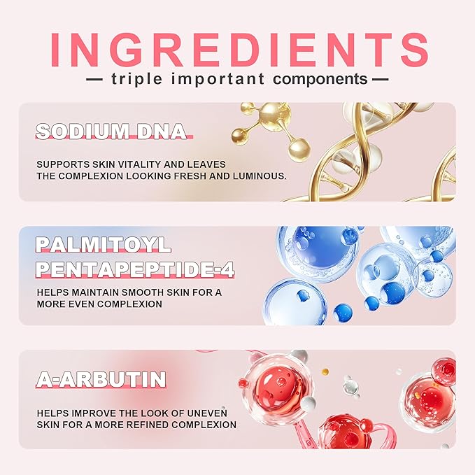 PDRN Serum Pink Peptide with Salmon DNA & 5 Peptides Complex, Face Serum for Hydrating, Moisturizing, Firming, Even-Looking Skin, 30ml / 1.01 fl.oz.